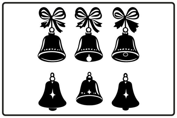Christmas Bells Silhouette Vector Black Illustrations