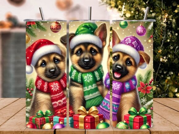 Christmas German Shepherd Tumbler 20oz Illustrations