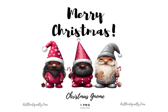 Christmas Gnome Clipart Set Black Skin: Festive Illustrations