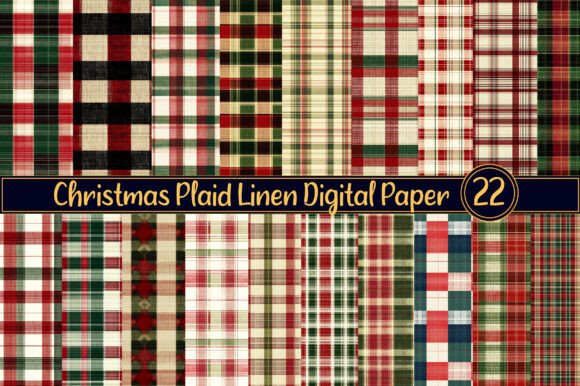 Christmas Plaid Linen Paper & Illustrations