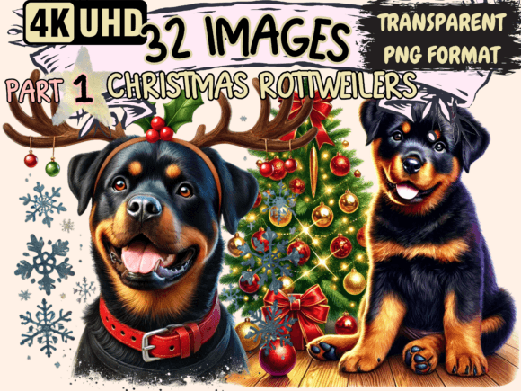 Christmas Rottweilers Clipart P1: Illustrations Review