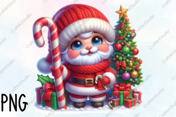 Christmas Santa with Tree Clipart for Illustrations