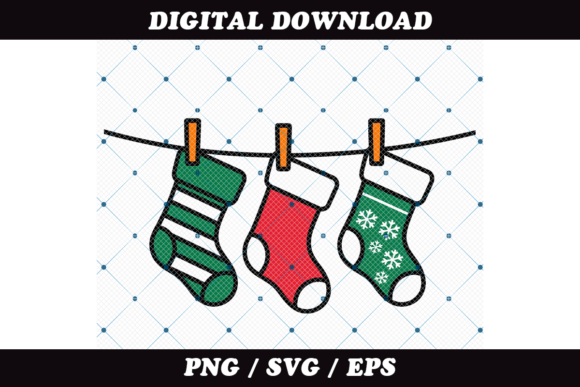 Christmas Stockings Hanging for Holidays Illustrations
