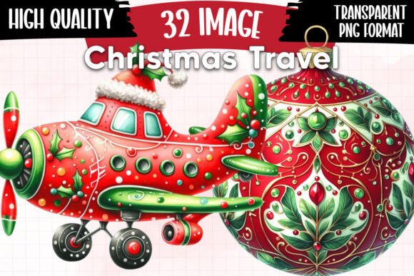 Christmas Travel Clipart Part 1: Festive Illustrations