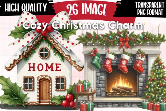Cozy Christmas Charm Clipart for Illustrations