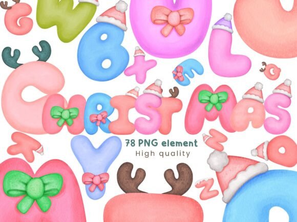 Festive Christmas Alphabet Pack – 78 Illustrations
