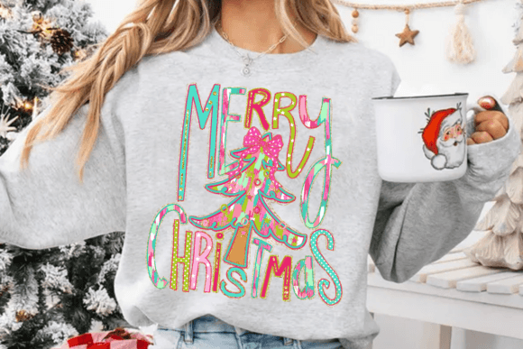 Gliter Christmas Tree Coquette PNG: Illustrations for Crafters