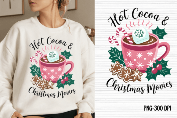 Hot Cocoa Christmas Movies, PNG: Festive Illustrations