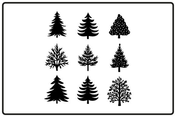 Monochrome Christmas Tree Icons for Illustrations