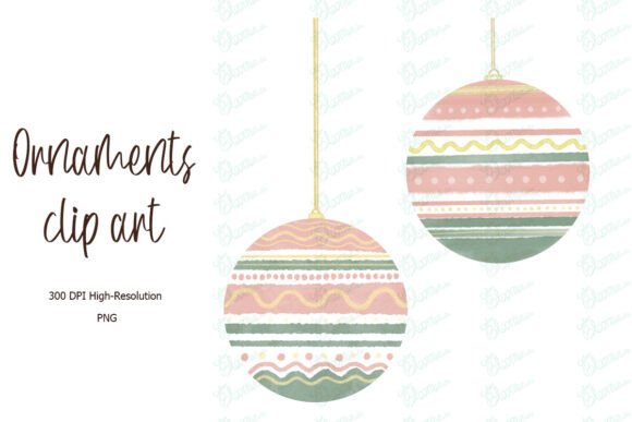 Pastel Christmas Ornament Clipart PNG & Illustrations