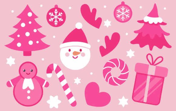Pink Christmas Sticker Collection: Illustrations Review