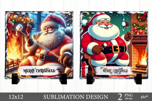 Printable Christmas Slate: Cute Santa Illustrations