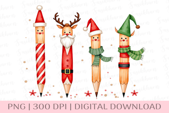 Review: Christmas Pencil Cute Holiday School Illustrations
