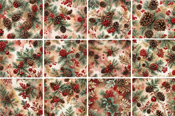 Reviewing Christmas Berries Cones, Digital Paper