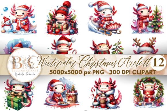 Watercolor Christmas Axolotl Clipart: Editorial Review