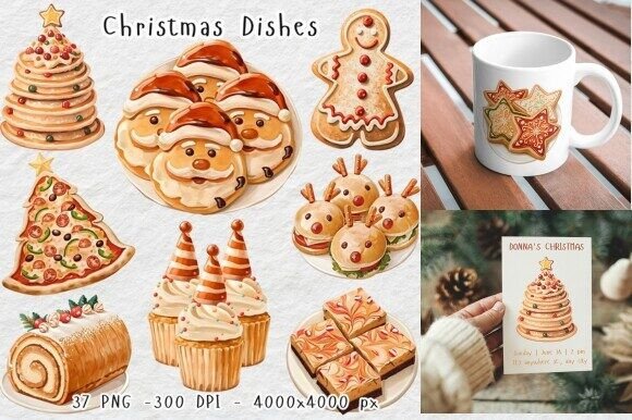 Watercolor Christmas Ice Cream Sandwich Illustrations Review